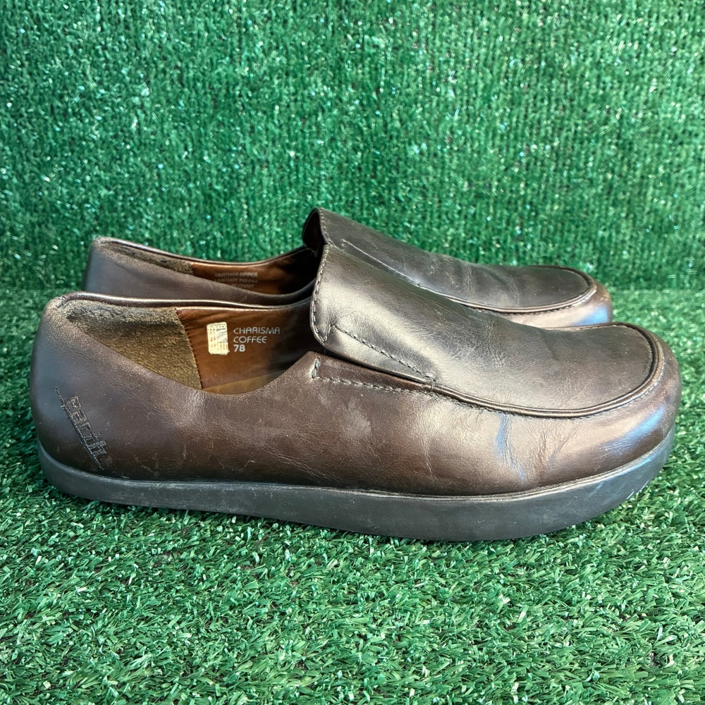 Earth Charisma Leather Kalso Negative Heel Comfort Loafer Shoes Coffee Womens 7B
